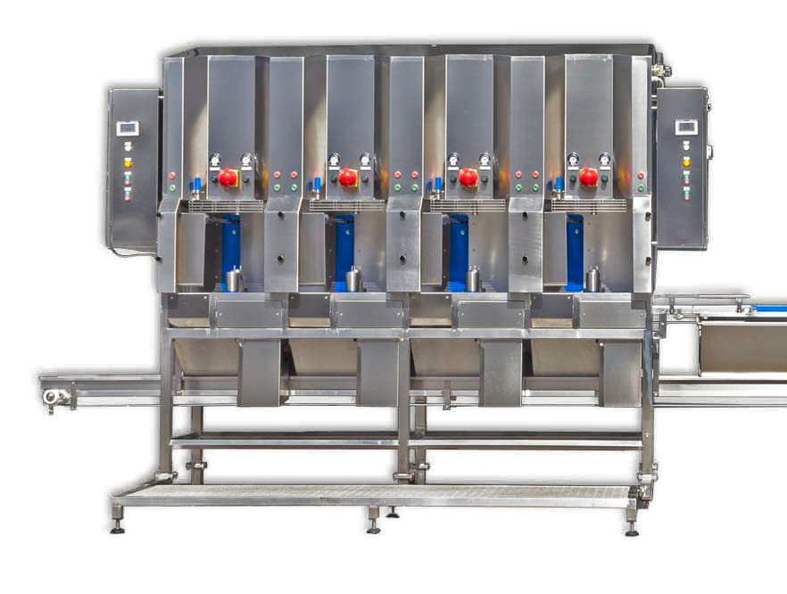 side view semi-automatic peeling-coring machine model PL1D, PL2D, PL4D contoured